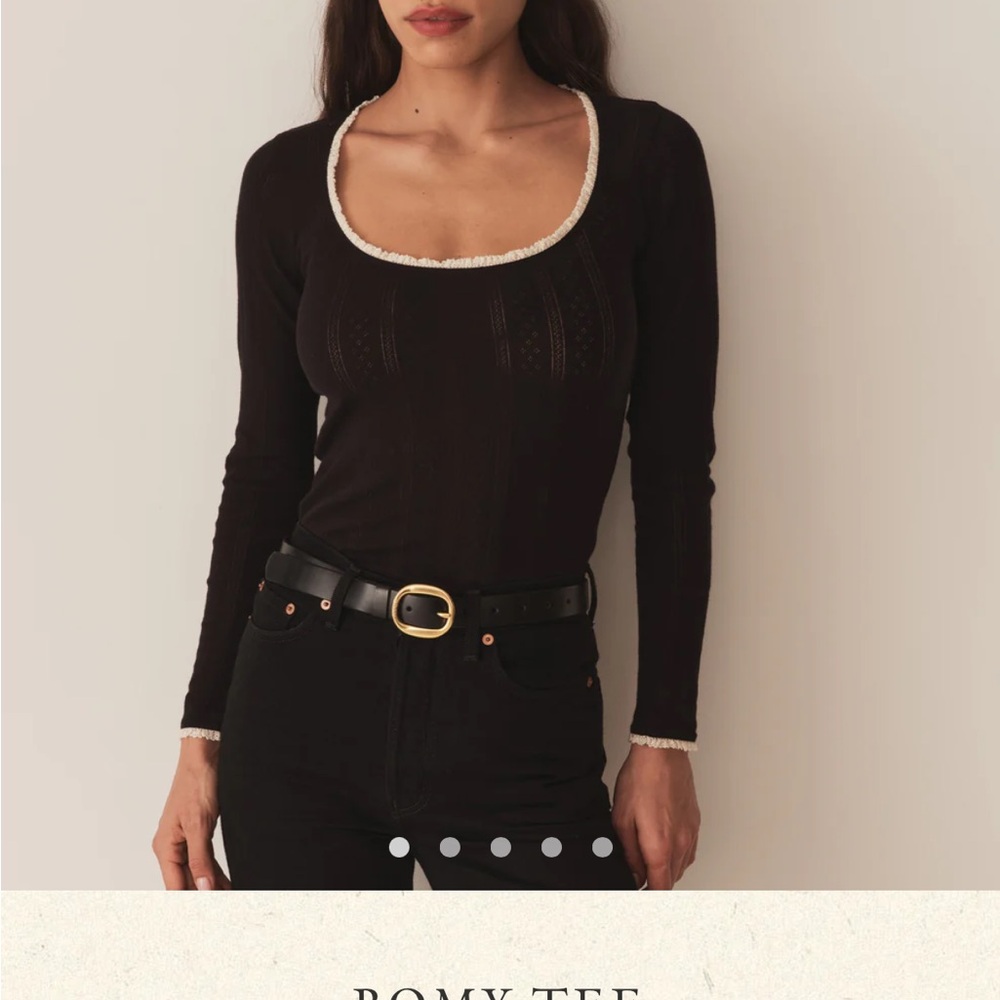 NWT! DOEN ROMY TEE IN BLACK QUELLE JOLIE POINTELLE